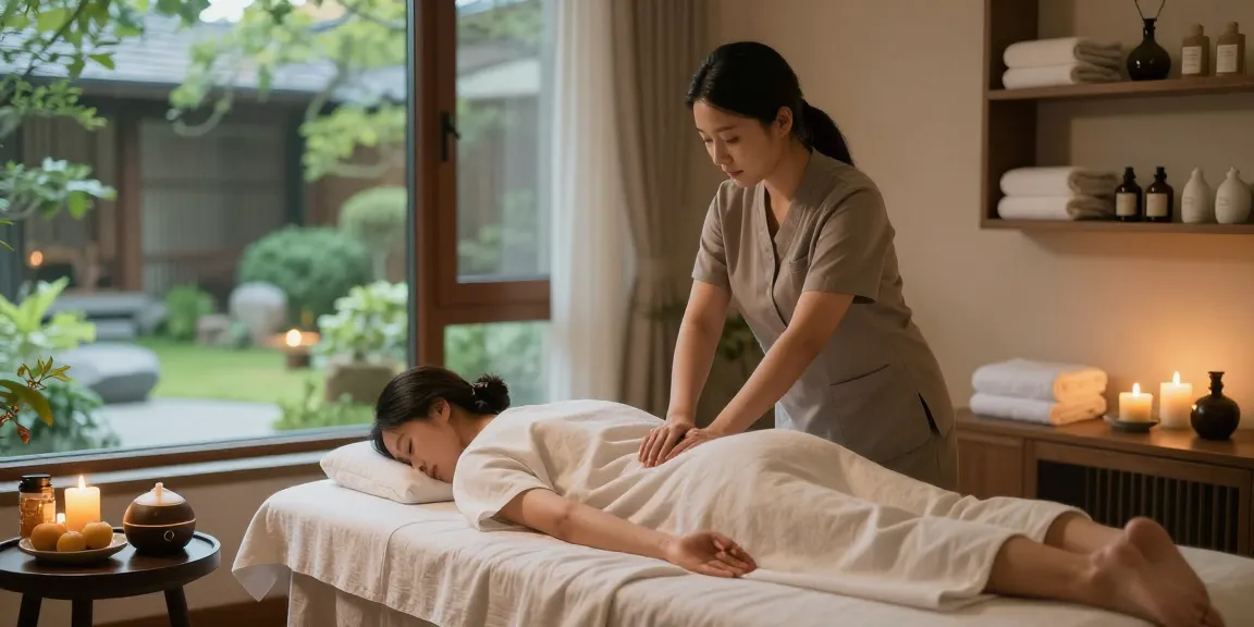 Relaxing spa therapy room showcasing 용인출장안마 with herbal massage elements and serene ambiance.