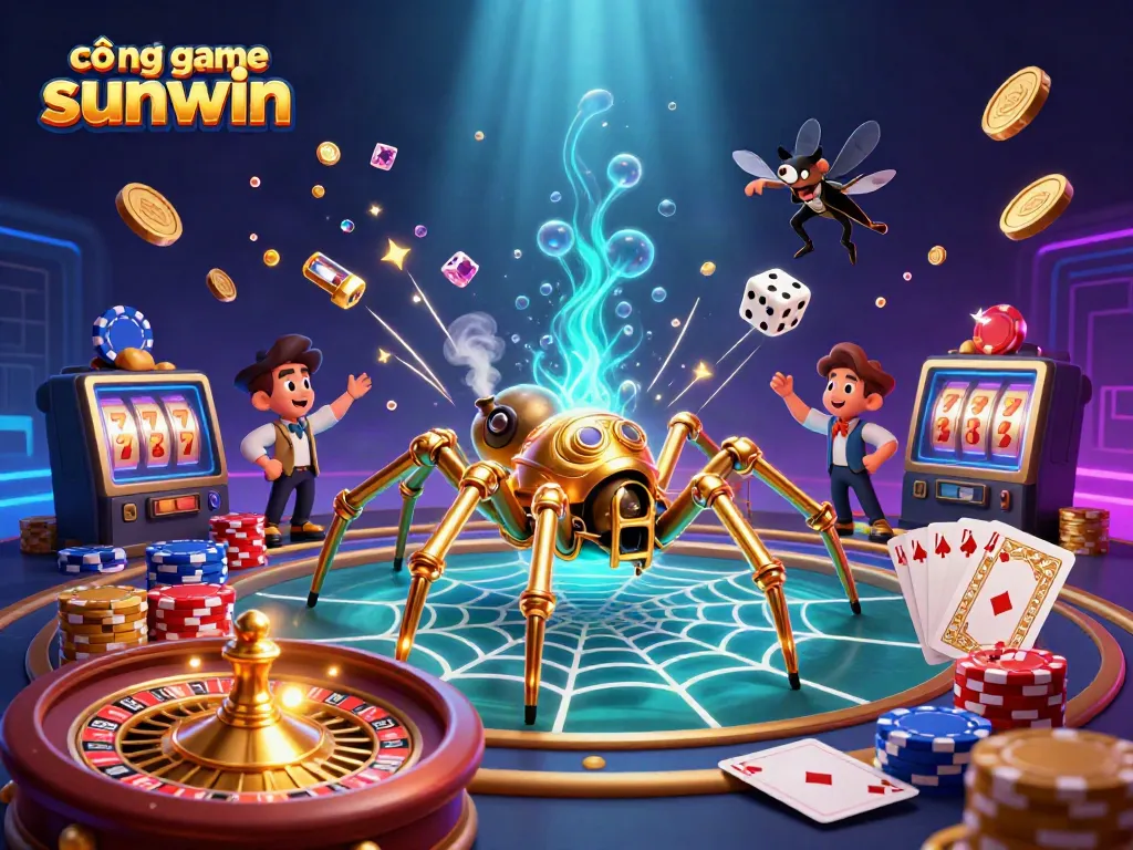 Experience the thrilling adventures of cổng game sunwin amidst cascading coins and spinning roulettes.