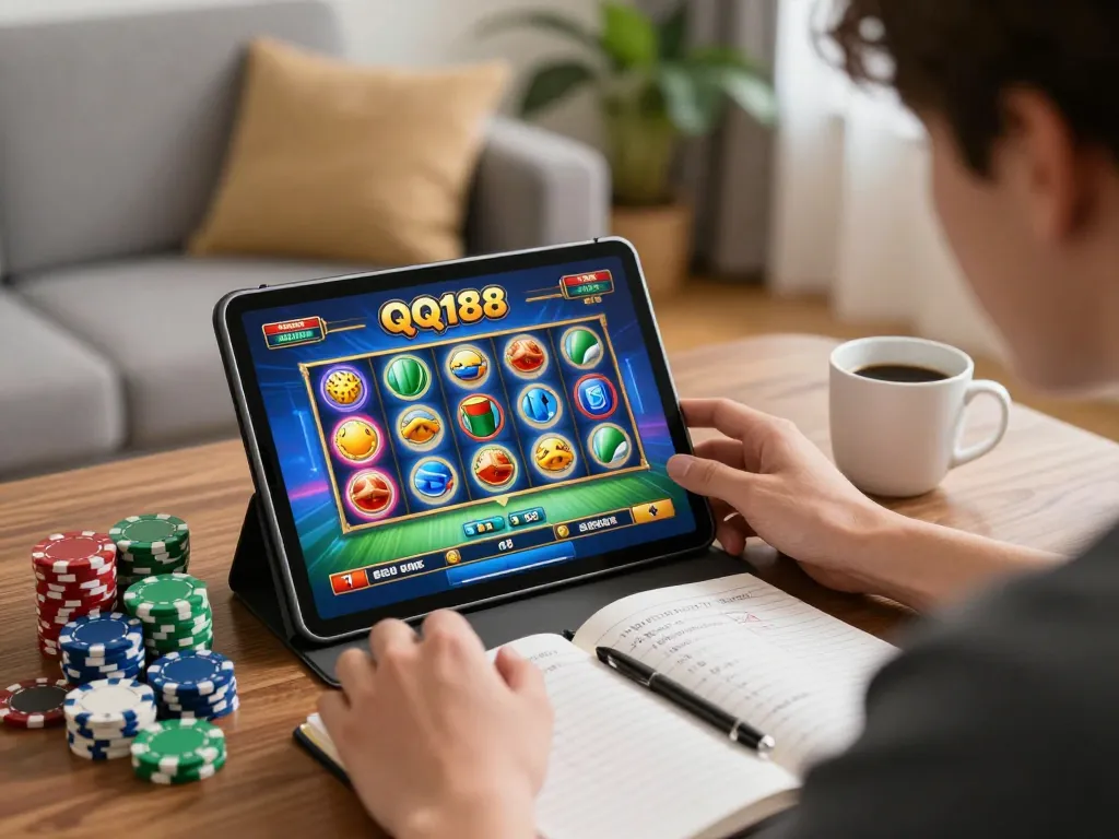 Pemain yang terlibat merencanakan strategi di antarmuka QQ188 Slot untuk permainan online.