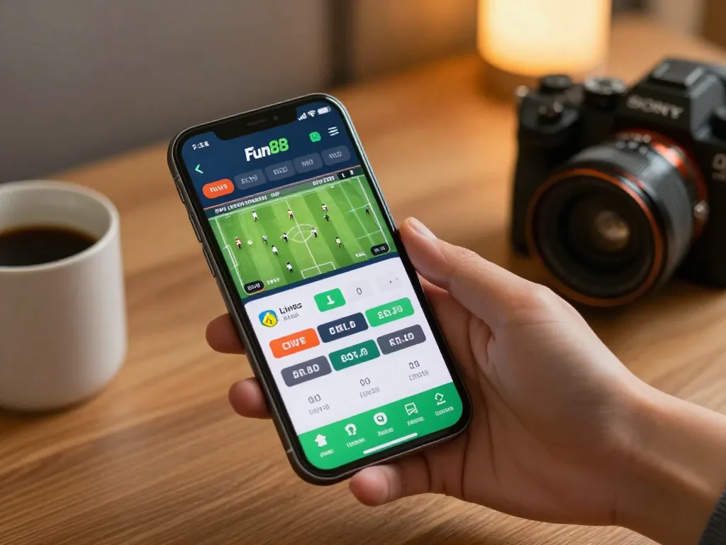 Engage with Fun88’s mobile app for live sports betting in a cozy home setting.