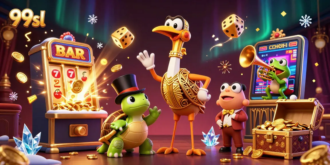 Experience thrilling gaming adventures with 99sl at a glamorous casino illustrated scene.