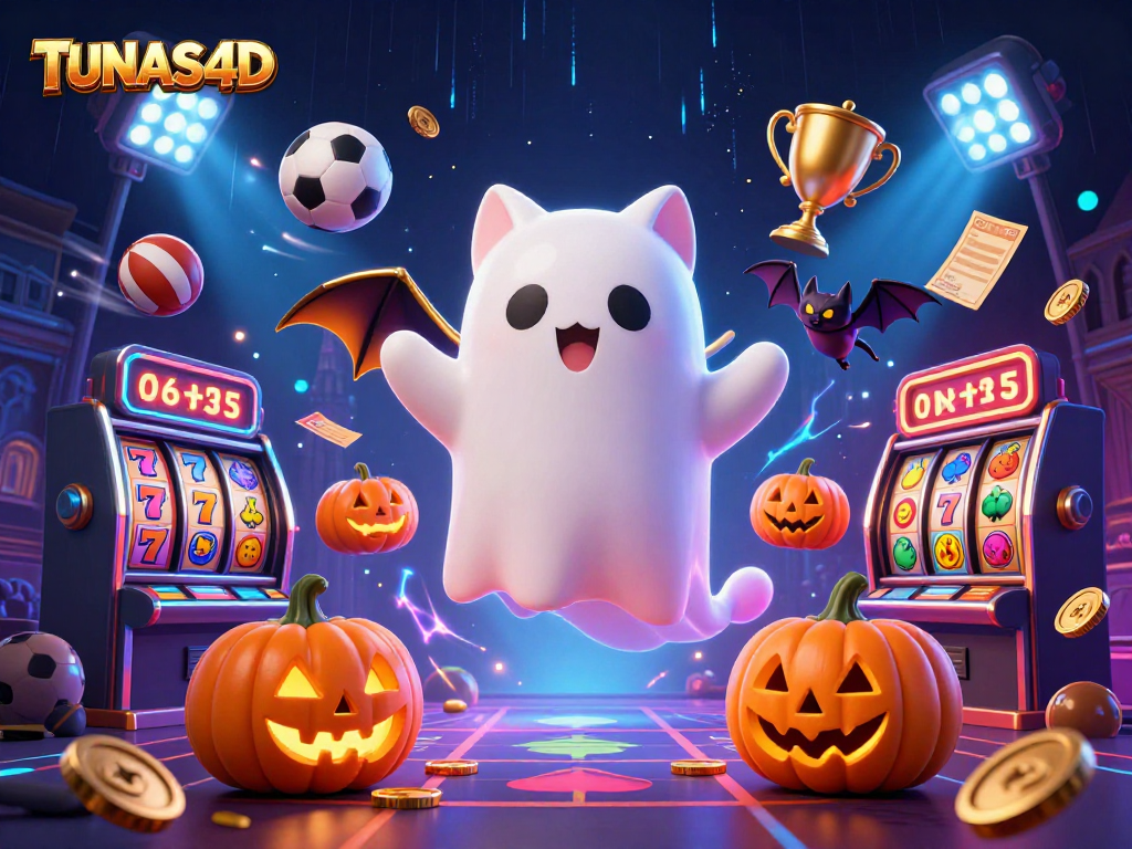 TUNAS4D invites players to immerse in vibrant slot gaming with a mystical ghost cat and sports elements.