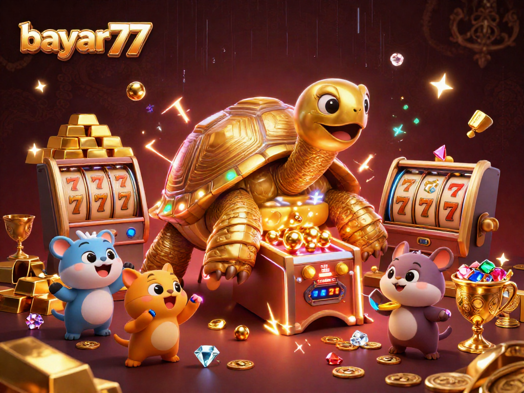Menggali kesenangan di bayar77 dengan slot mesin berkilau dan hewan kecil yang berbaris menunggu giliran.
