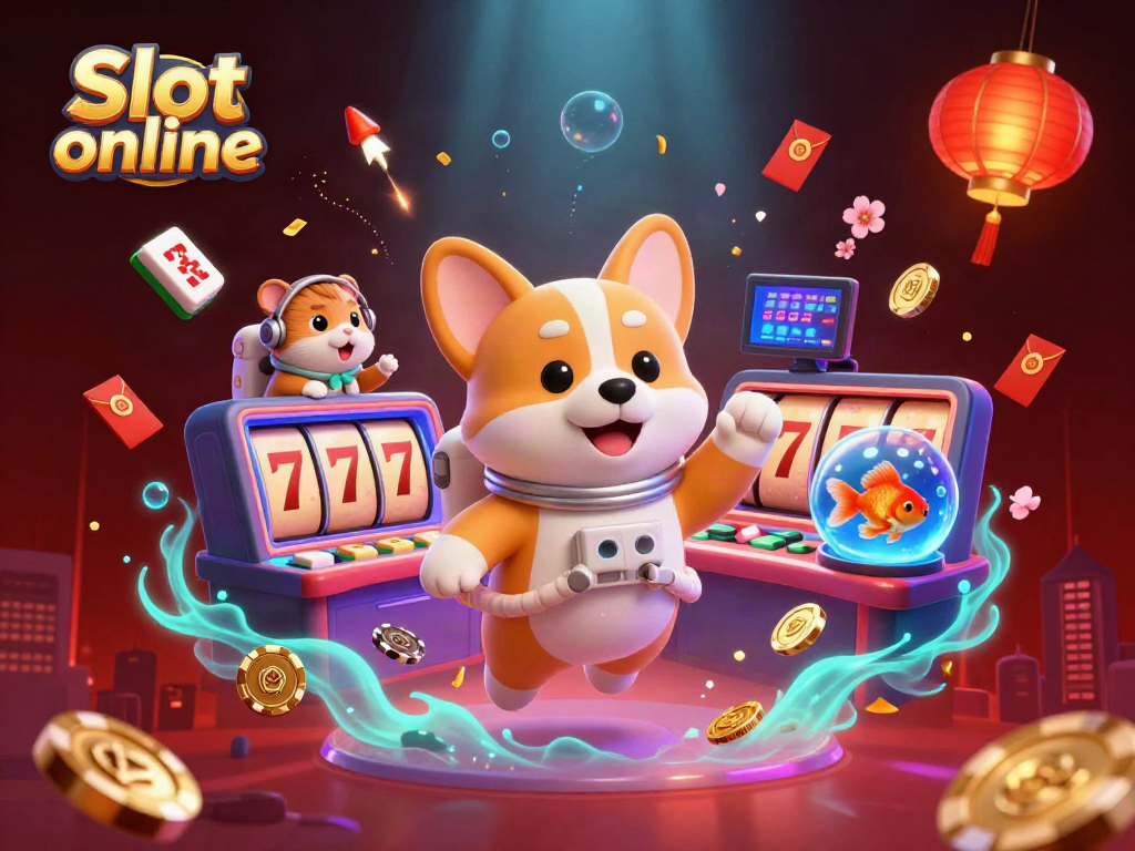 Slot online: Menangkan jackpot di permainan slot dengan karakter lucu dalam suasana kasino luar angkasa.