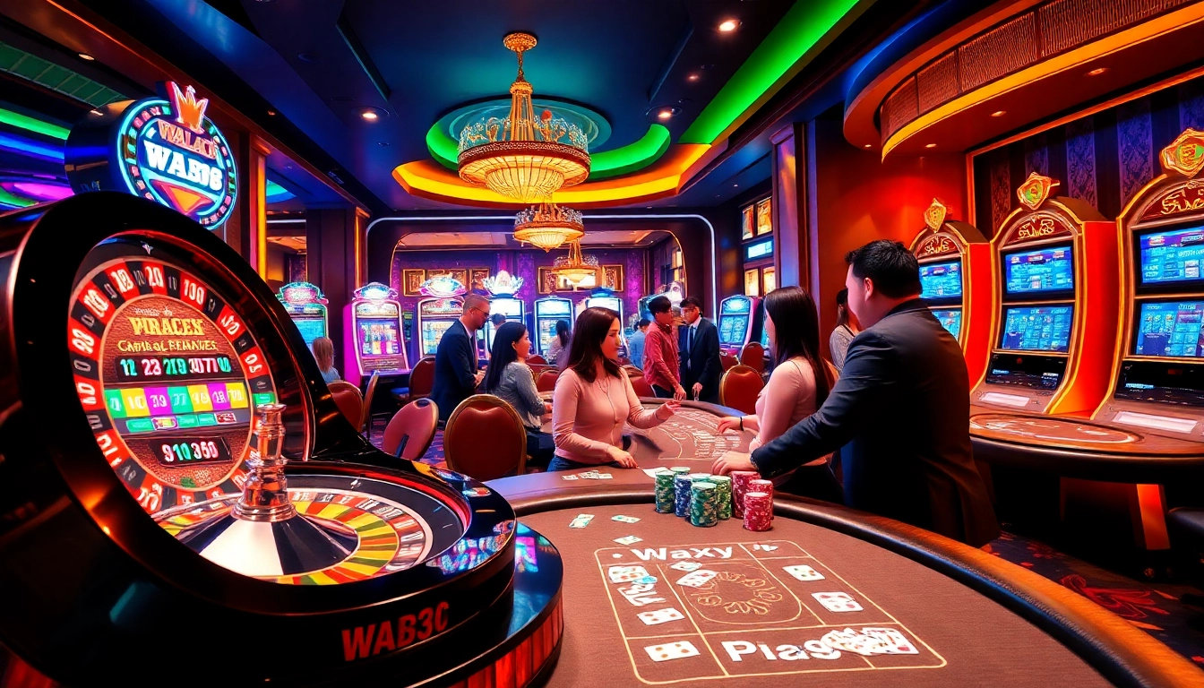 Players enjoying thrilling games at WALA88 casino, featuring roulette and poker excitement.