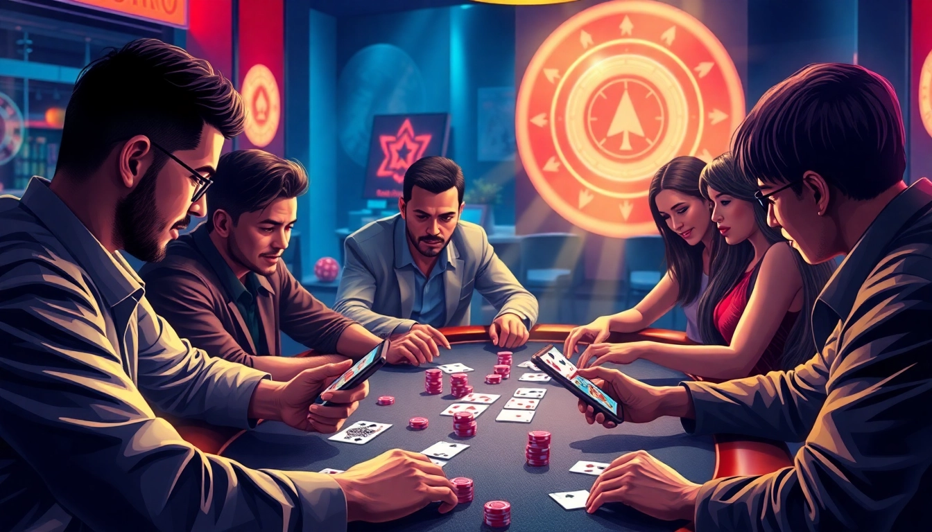 Experience thrilling judi poker online action with diverse players at a luxurious virtual poker table.