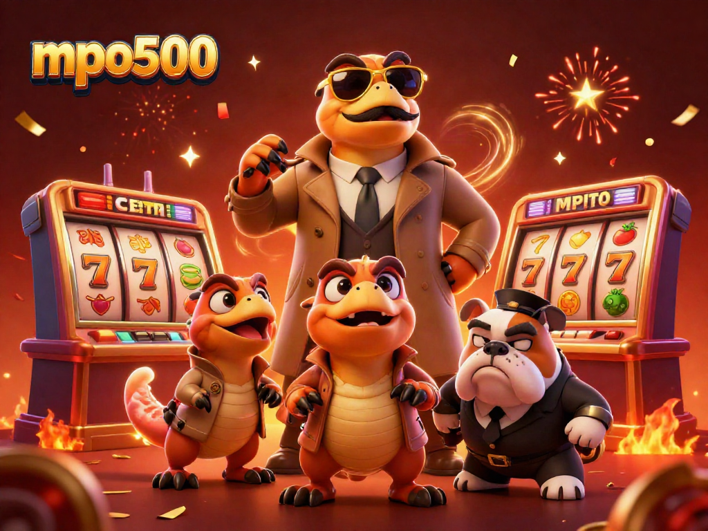 Rasakan keseruan mpo500 dengan ilustrasi 3D tiga raptor menyamar memasuki kasino VIP.