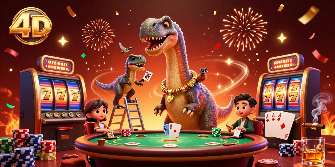 Engage in thrilling 4D slots action with dynamic characters dealing cards at a casino table.