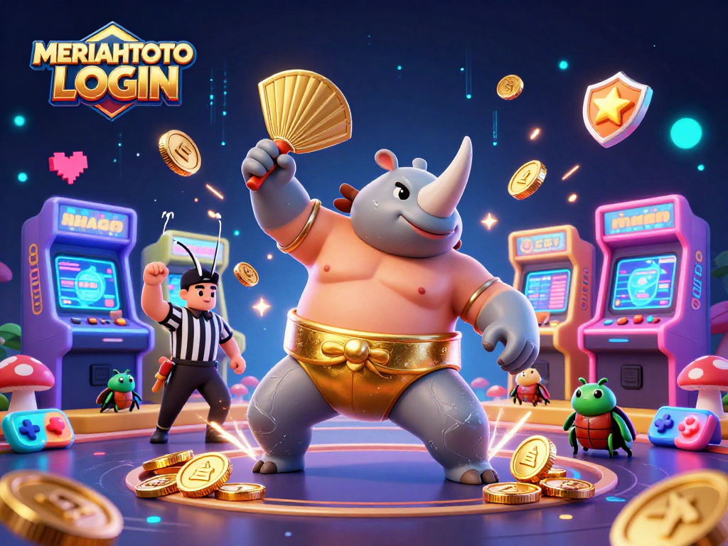 Meriahtoto Login tampilkan aksi juara sumo berbelalang dengan koin emas terbang di kasino