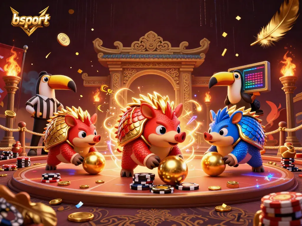 bsport pangolins in a vibrant casino scene, competing with poker chips under dramatic lighting.