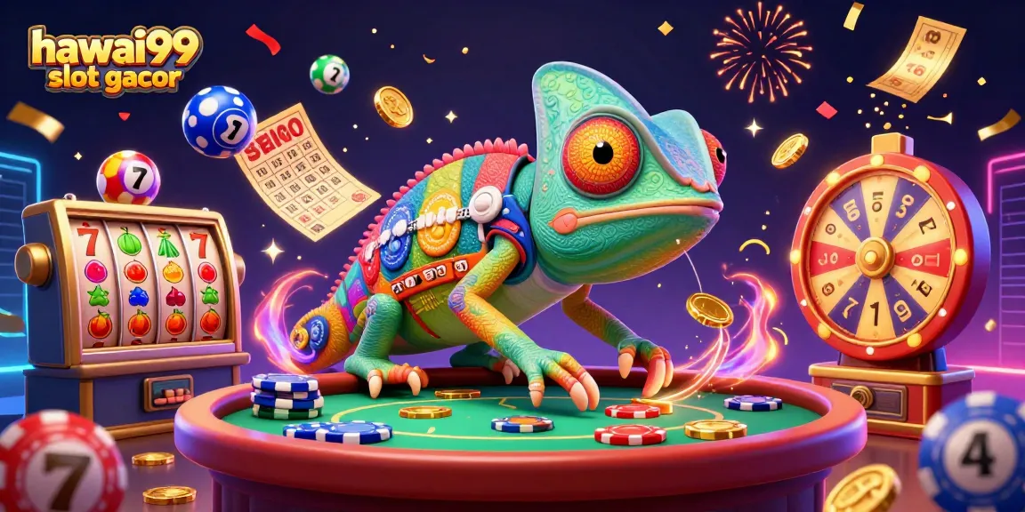 Play hawai99 slot gacor with exciting slot reels surrounded by colorful dynamic game elements.