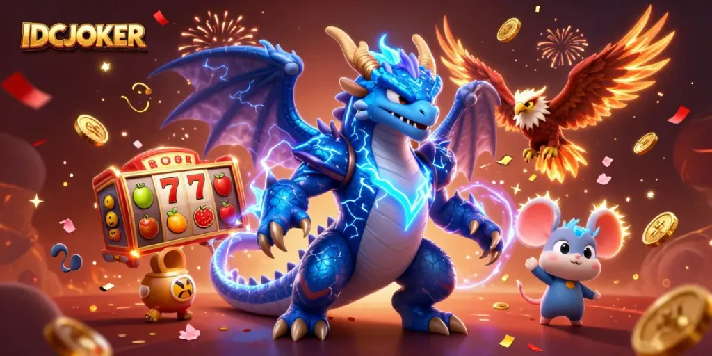 Experience exhilarating gaming moments with IDCJOKER's thunderous casino adventures, featuring vibrant 3D characters.