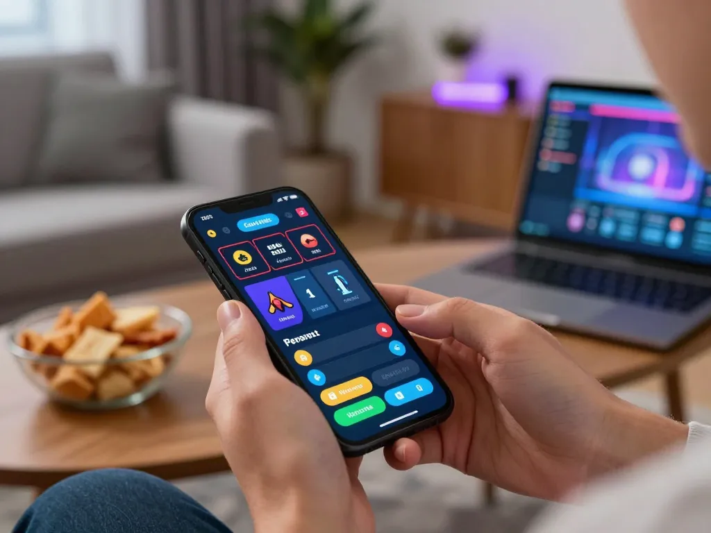 WWBOLA user placing bets on a smartphone in a cozy home, illustrating online gaming engagement