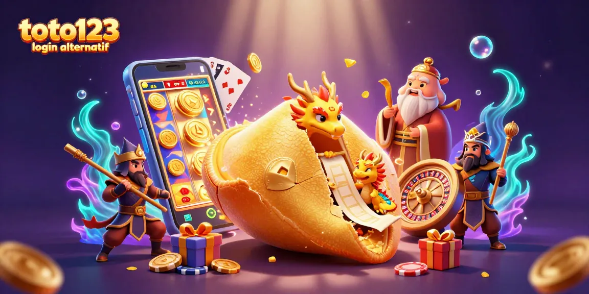 Assemble to play and win with toto123 login alternatif, featuring a vibrant casino scene.