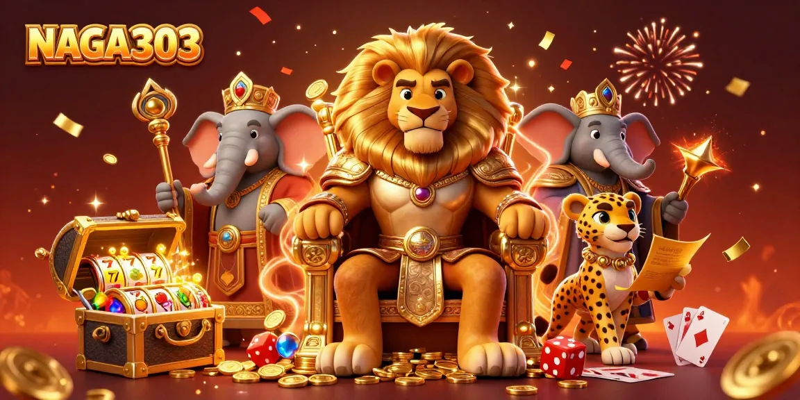 NAGA303 offers thrilling slot gameplay with dynamic 3D visuals, featuring characters in a vibrant casino setting.