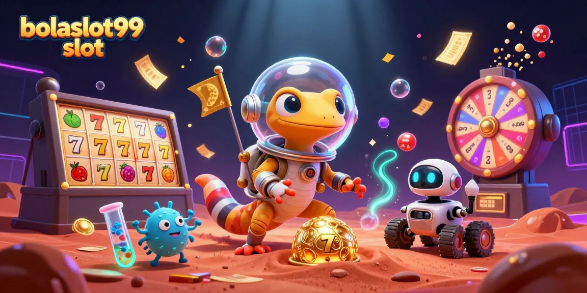Engage with bolaslot99 slot featuring Martian gecko at a golden casino in space.