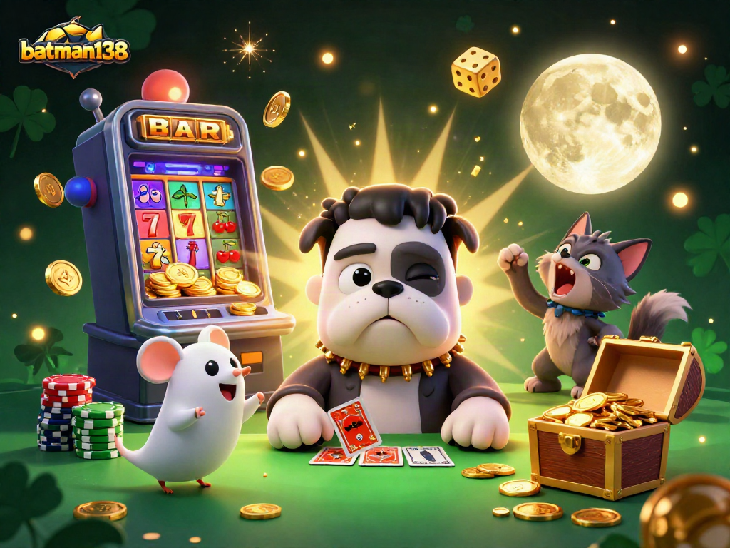 Experience thrilling gameplay with batman138 at a dynamic casino scene featuring fun characters and jackpots.