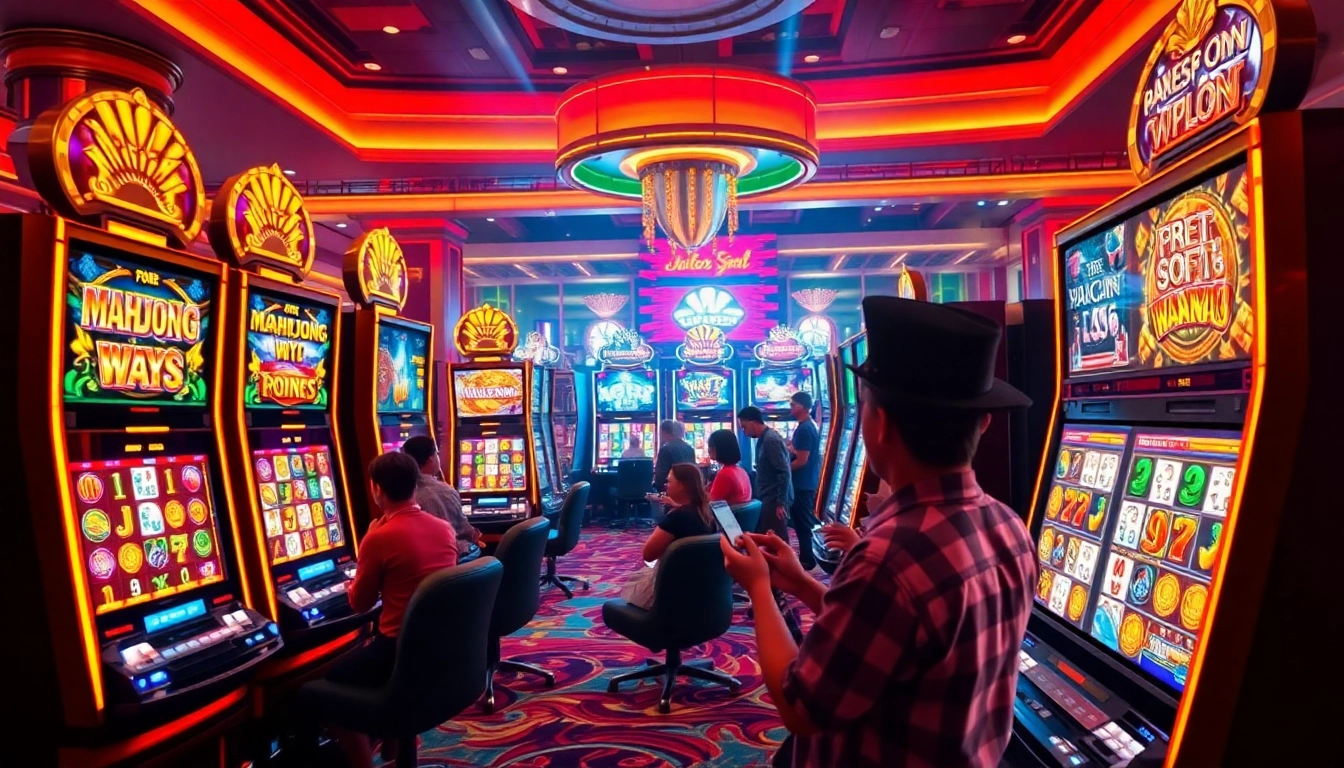 Players enjoying a slot demo game in a vibrant casino full of excitement and entertainment.
