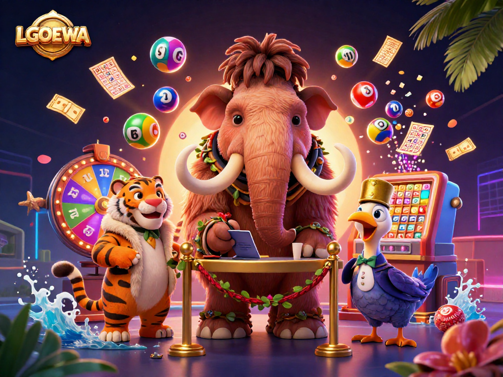 Reveal winning moments with LGODEWA's vibrant casino scene featuring dynamic lottery elements.