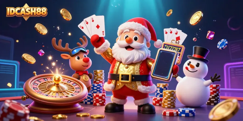 Experience thrilling wins with IDCASH88, featuring animated characters celebrating casino jackpots.
