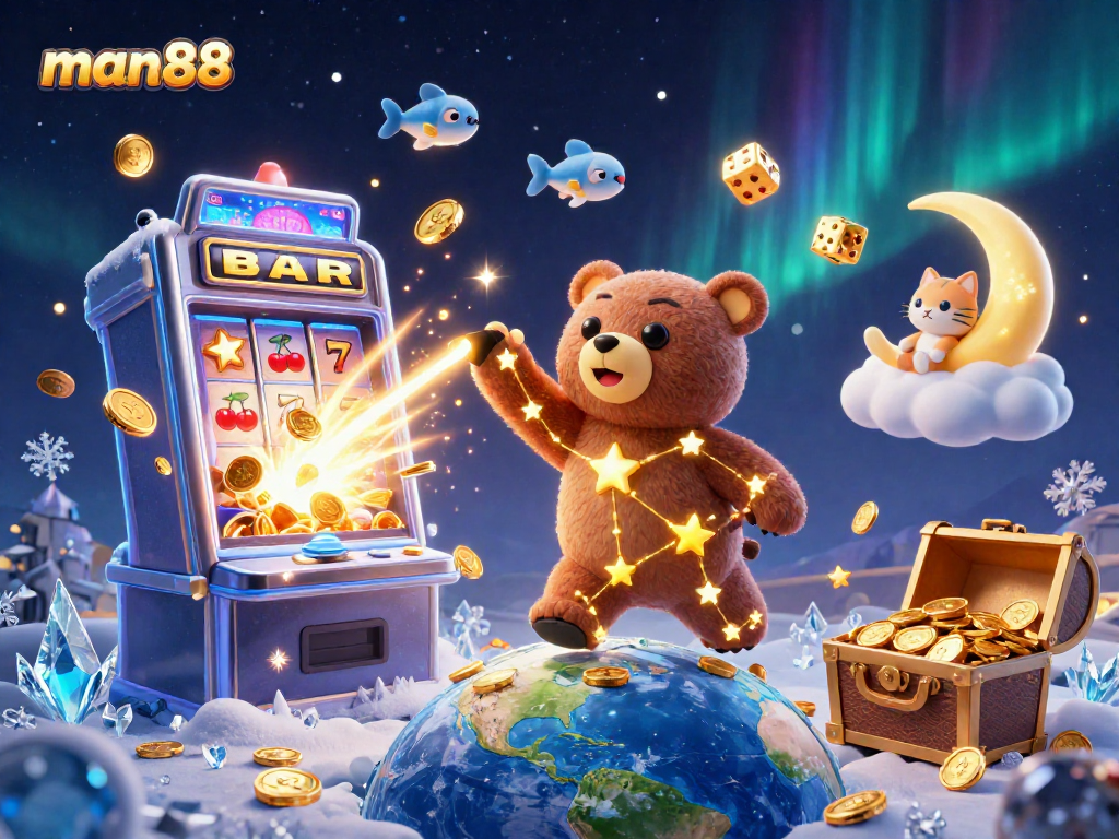 Experience big wins at man88 with vibrant casino elements and magical characters exploding with excitement.