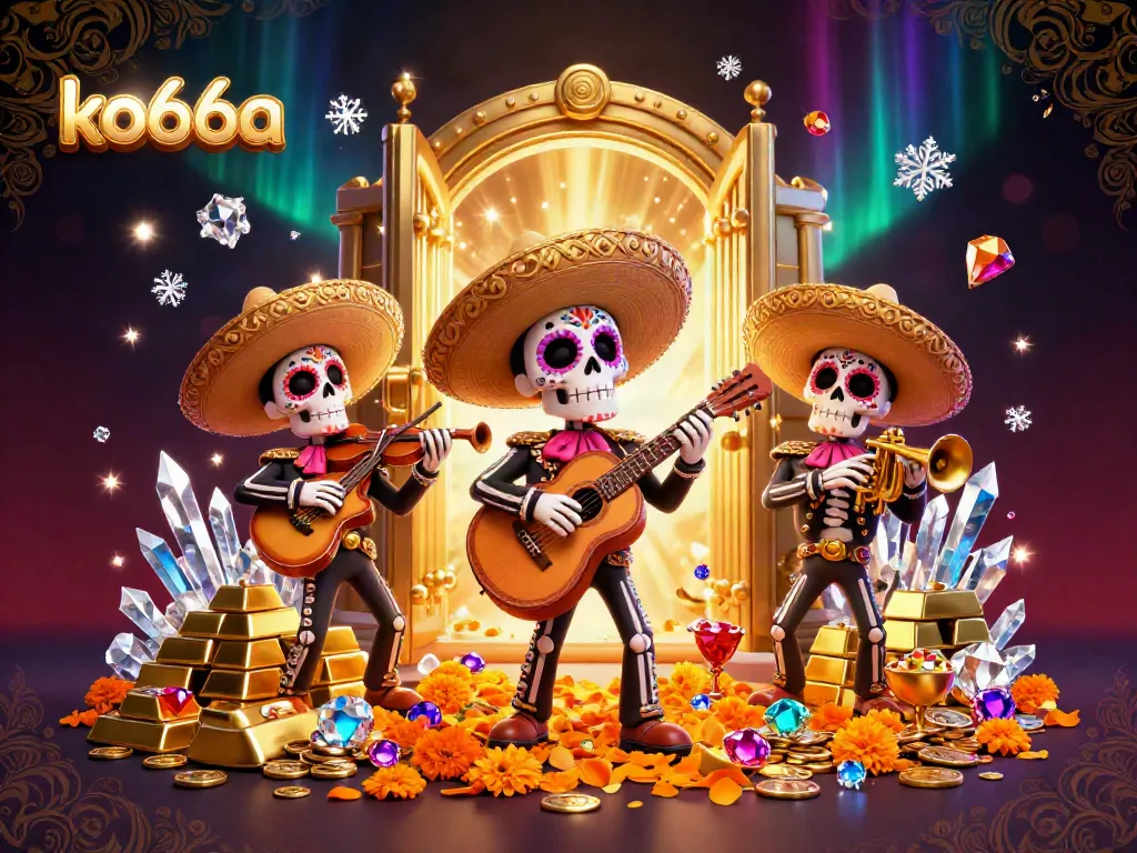 Experience thrilling moments at ko66a with vibrant mariachi skeletons celebrating jackpot wins.