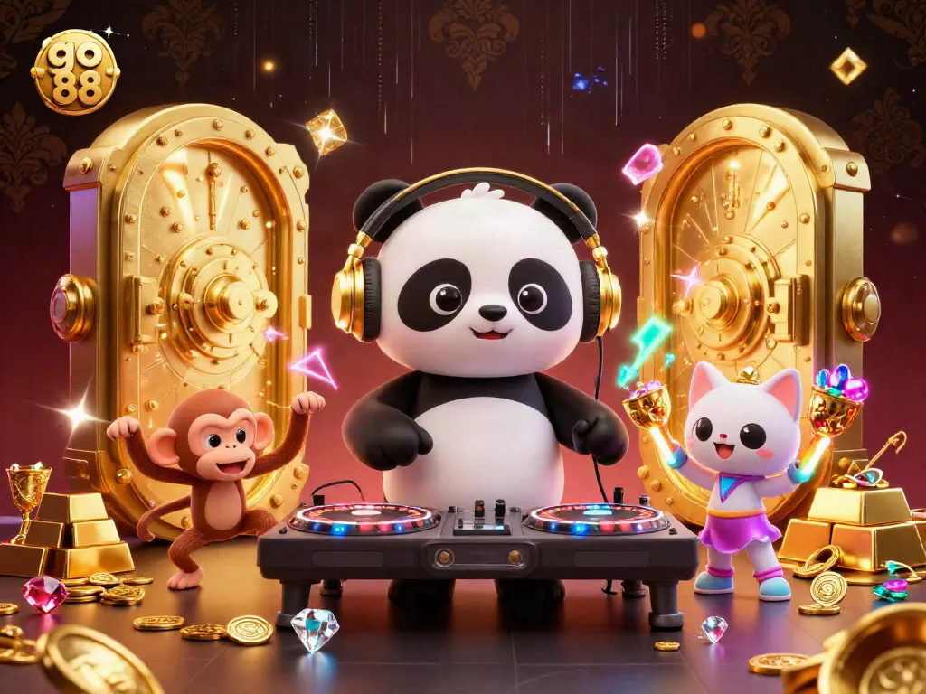 Engage with vibrant gambling action at go 88 featuring DJ panda and lively casino elements.