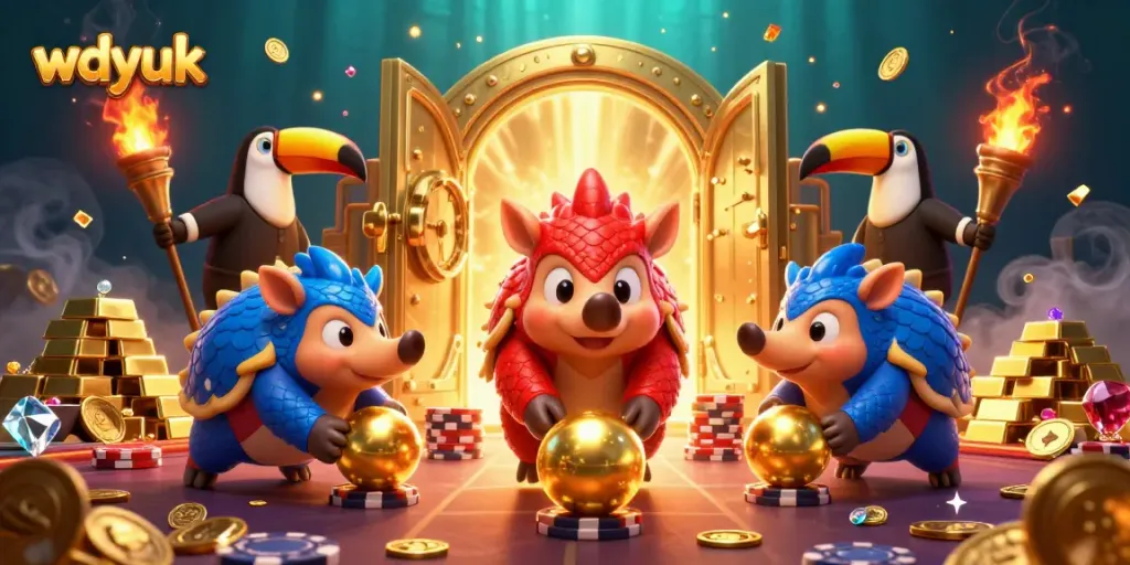 Experience thrilling gameplay with wdyuk, featuring pangolins competing in a casino setting.