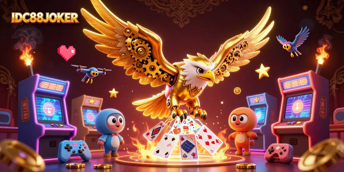 Spin to win with IDC88JOKER; a playful fusion of gaming and luck in a vibrant 3D scene.