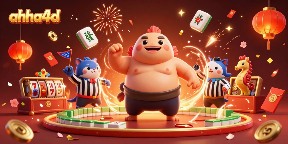 Menggandakan keseruan dengan ahha4d, karakter kartun 3D dikelilingi elemen game kasino yang memikat.