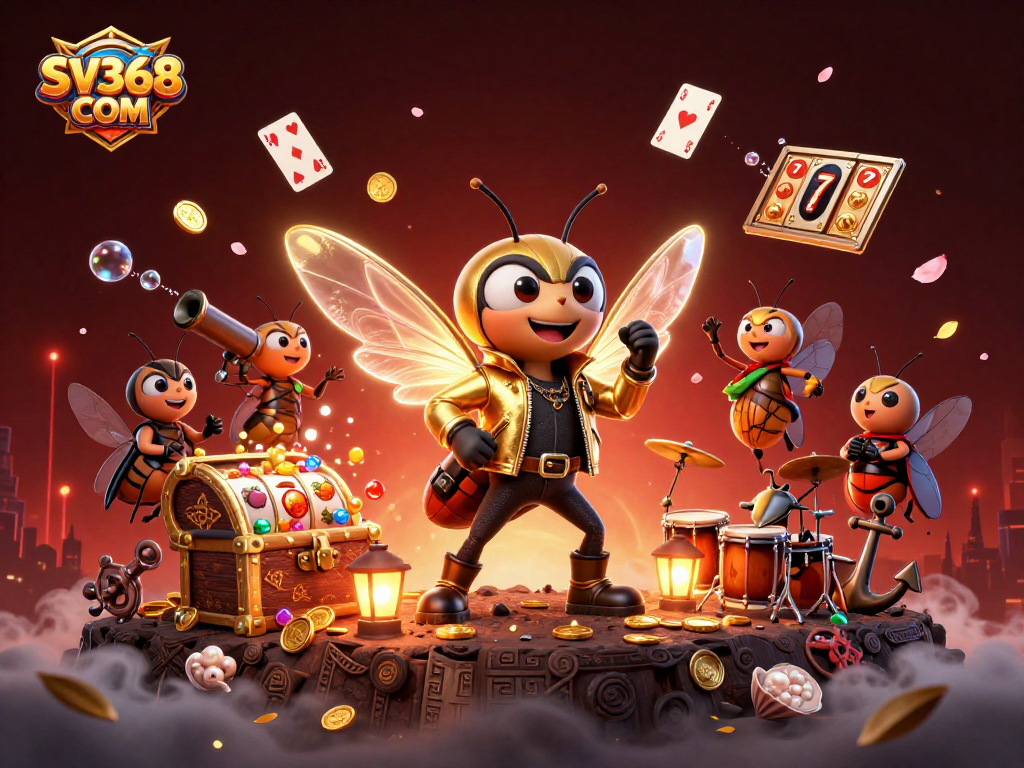 Imagine winning at SV368 COM with rock star cicadas in a vibrant casino scene full of treasures.