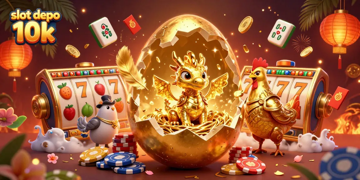 Rasakan keseruan bermain slot depo 10k dengan ilustrasi kasino berwarna cerah dan karakter menarik.