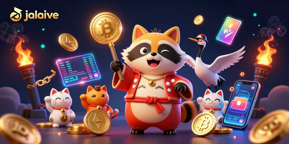 Experience live streaming with jalalive featuring vibrant characters, crypto elements, and engaging visuals.