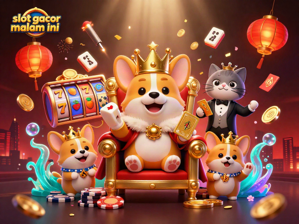 Bermain slot gacor malam ini dengan corgi kerajaan, kartu emas, dan mahjong, dewa keberuntungan di dunia kasino.