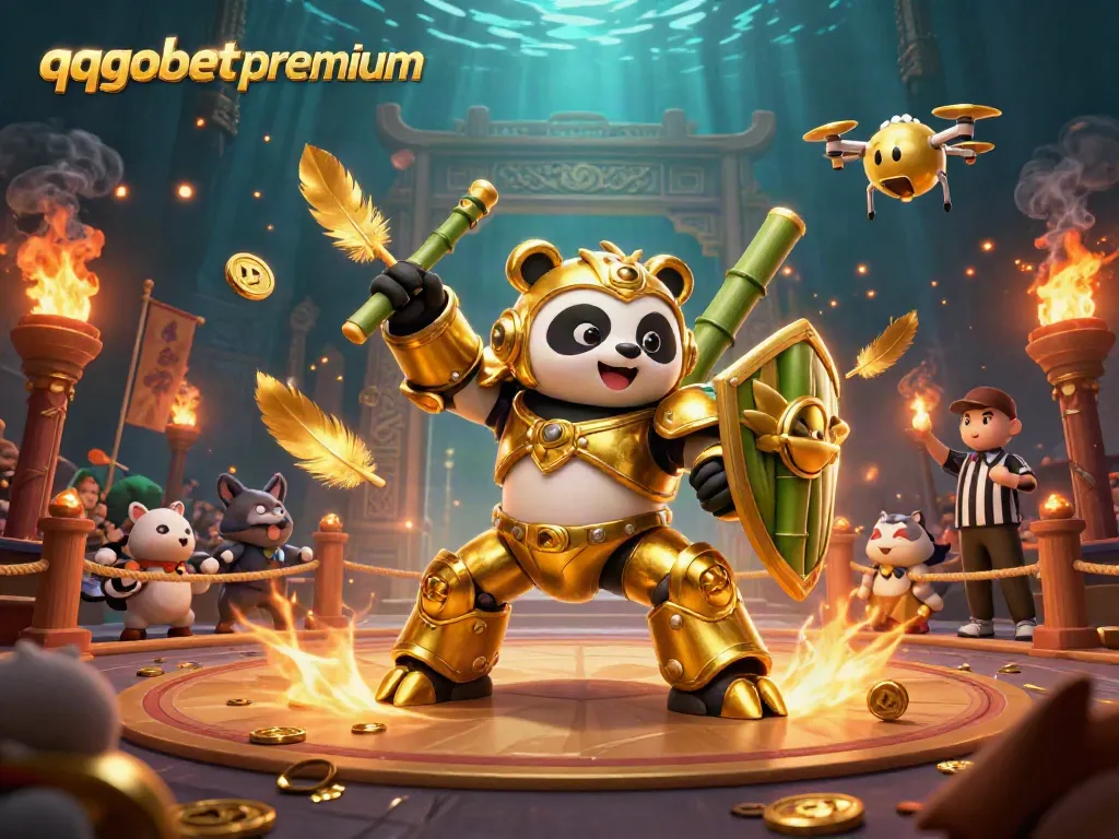 Engage with the immersive action of qqgobetpremium's 3D mecha showdown in a vibrant, dynamic arena.