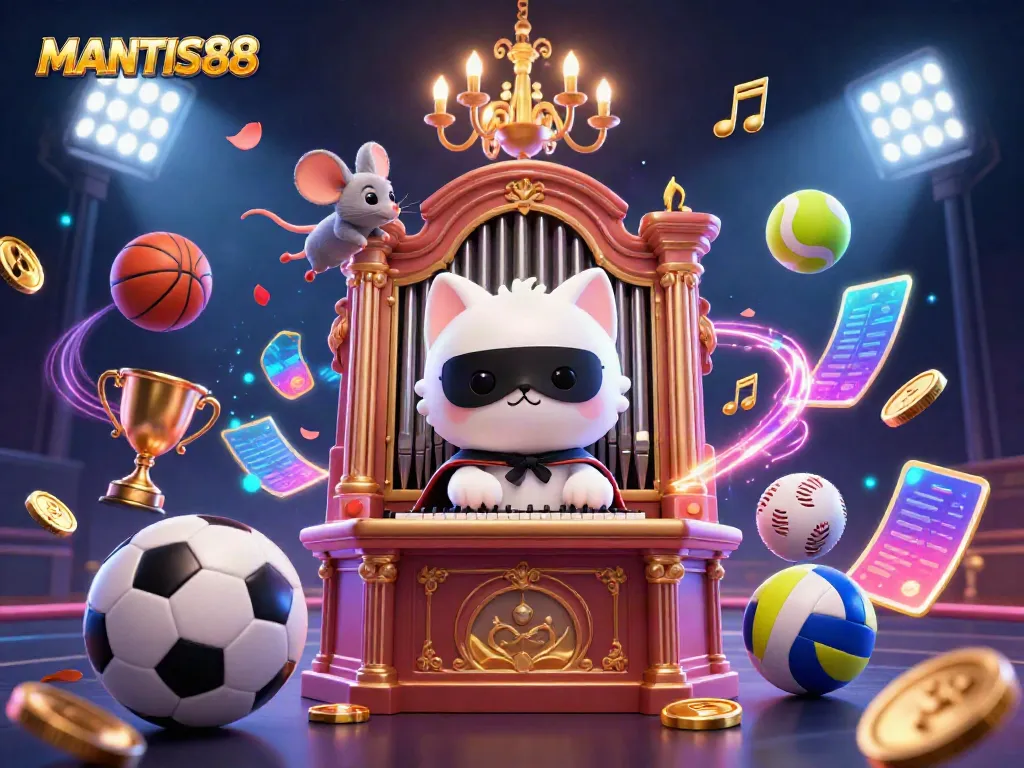 Engage with MANTIS88's thrilling online gaming world through vibrant 3D casino illustrations.
