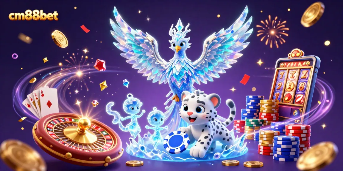 Experience thrilling wins at cm88bet with a lively ice phoenix and casino elements!