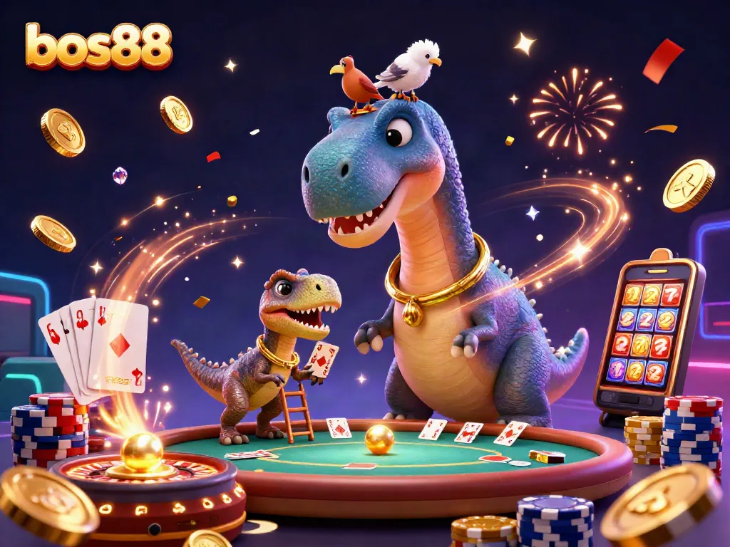 Join the excitement with bos88's thrilling games, featuring vibrant casino elements and dynamic card dealings.