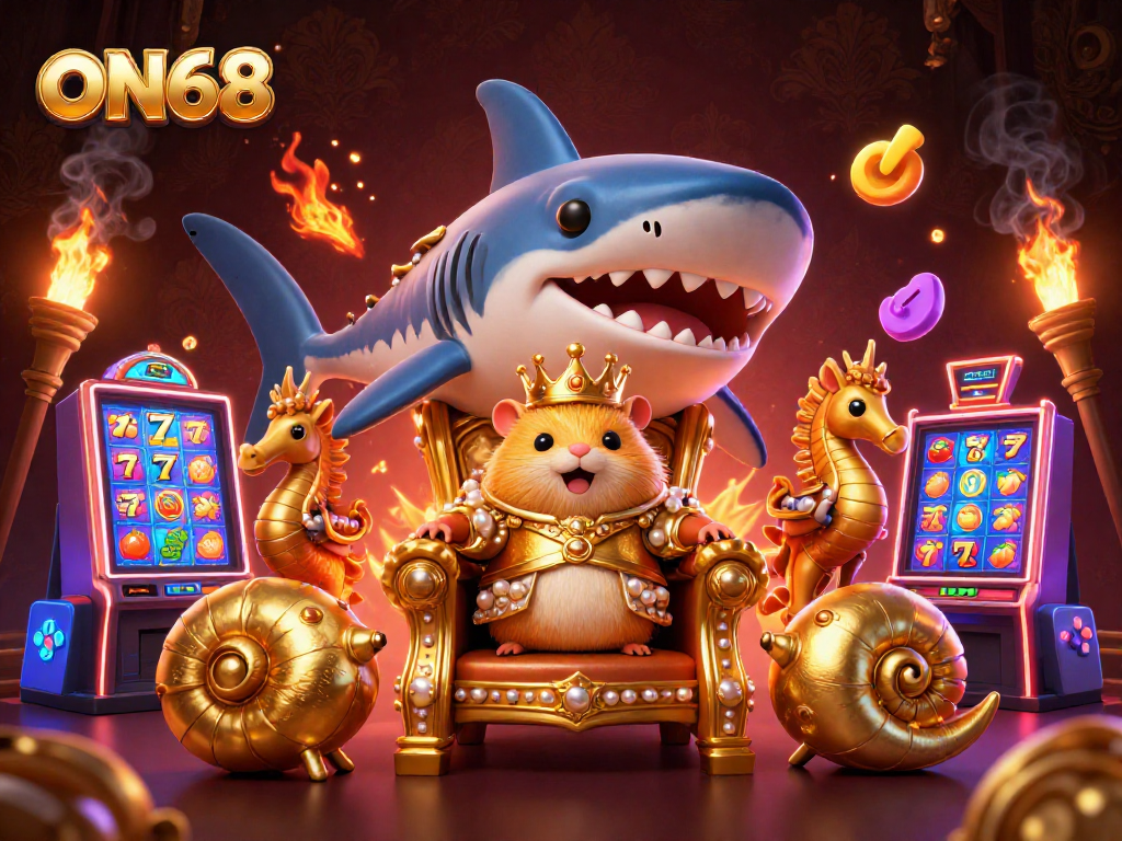 Experience the thrill of ON68 with exciting slot machines and a fierce golden hamster king.