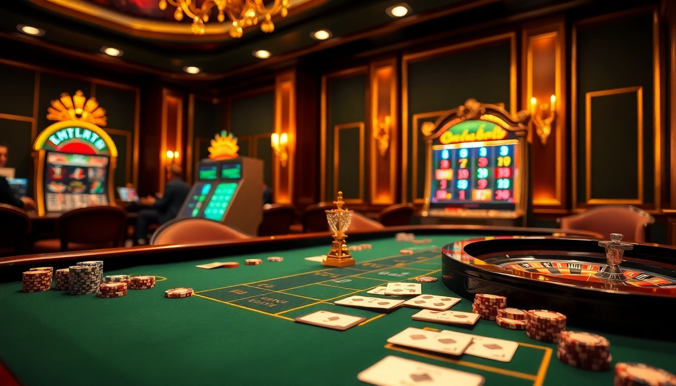 Experience the thrill of gaming at trang chủ 789bet with a dynamic casino scene featuring roulette, cards, and vibrant décor.
