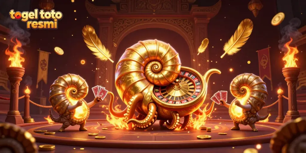 Gambaran ilustrasi 3D togel toto resmi dengan karakter nautilus dan elemen taruhan unik.