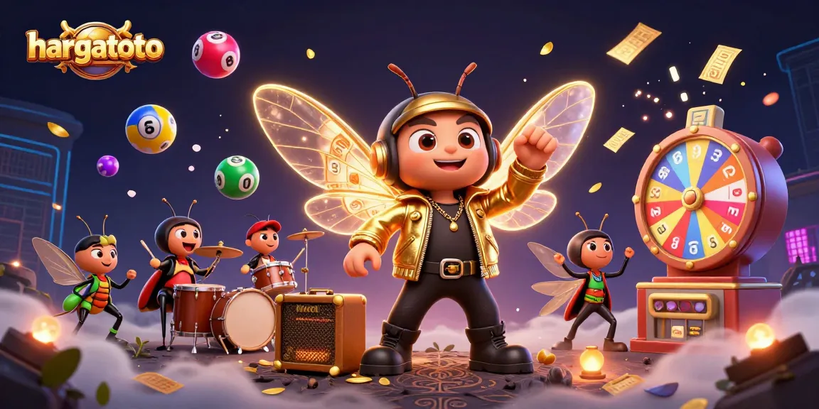 Engage with hargatoto's vibrant lottery experience through a buzzing rock star scene featuring dynamic game elements.