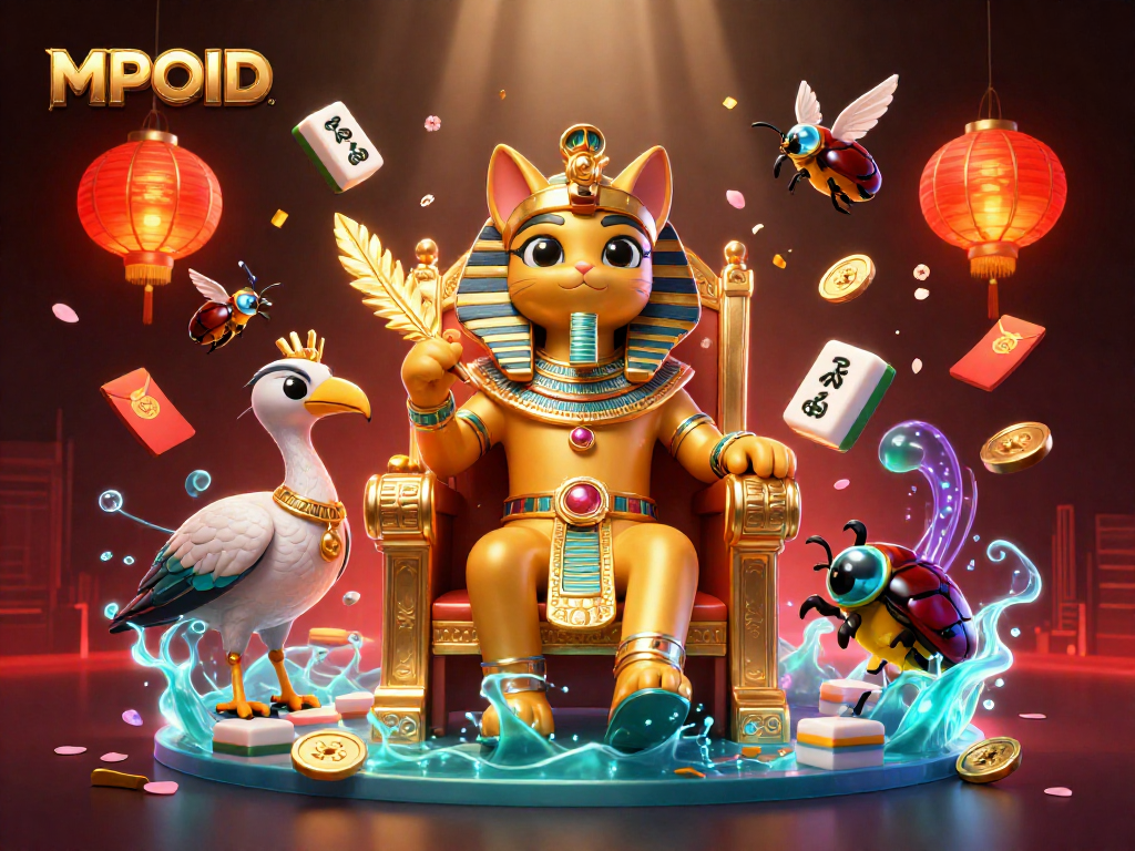 Join MPOID's thrilling journey with the Egyptian pharaoh cat against a vibrant casino backdrop.