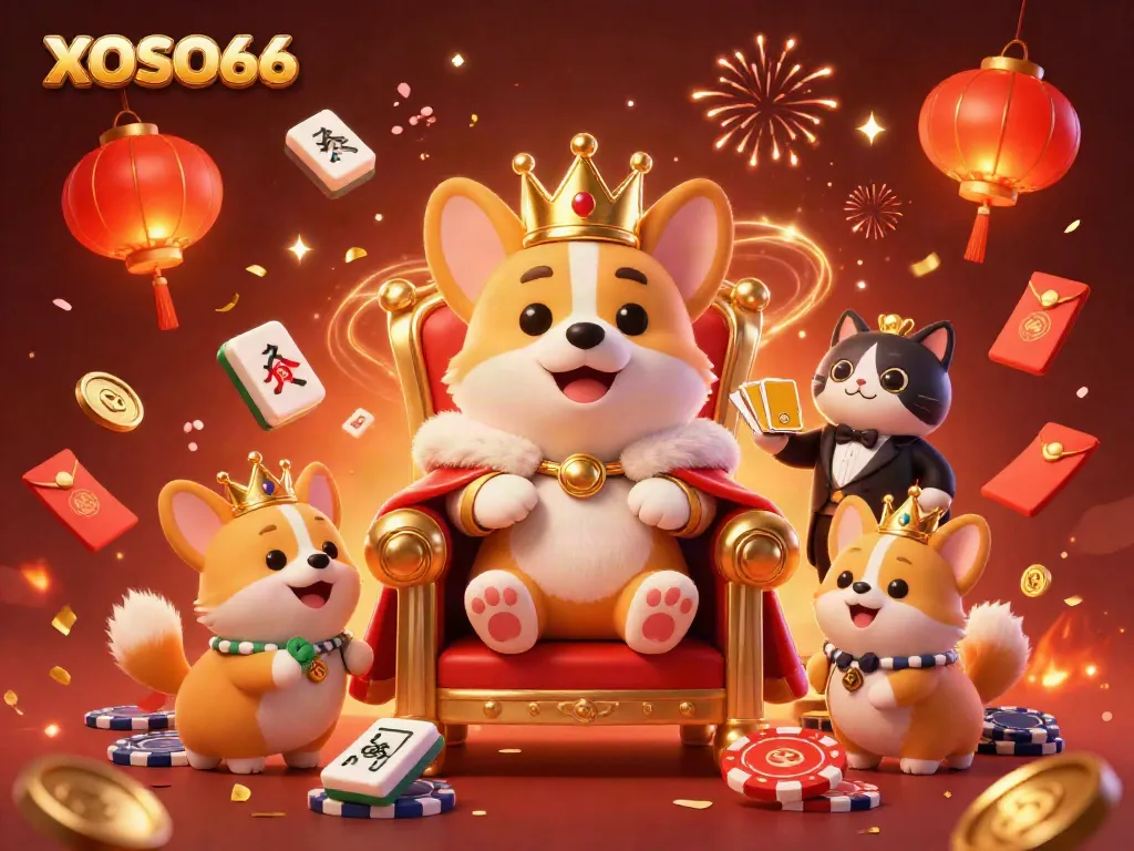 Engage with thrilling XOSO66 casino excitement in a vibrant royal-themed illustration.