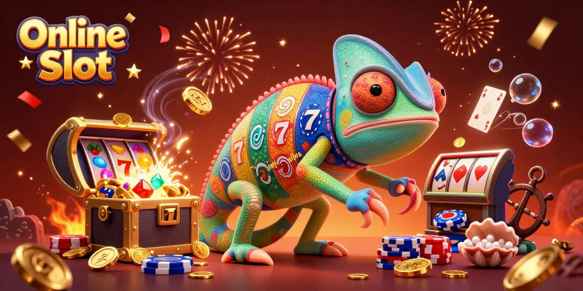 Engage with Online Slot action in a vibrant 3D casino scene filled with treasures and excitement.