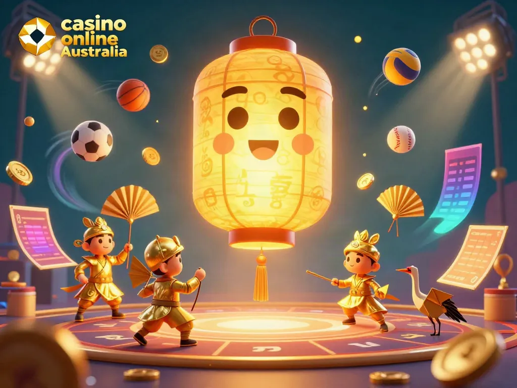 Engage with casino online Australia through an energetic illustration featuring a glowing spirit and dynamic game elements.