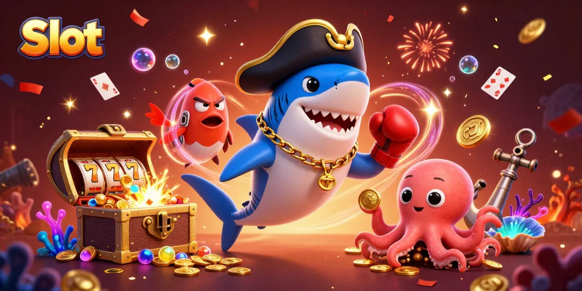 Experience engaging Slot games with our fun pirate-themed characters and vibrant casino elements.