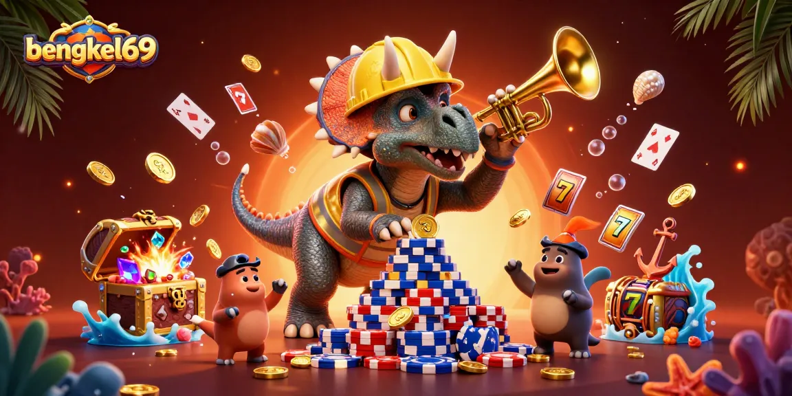 Engage with bengkel69's dynamic gambling scene featuring charming characters and vibrant casino elements.