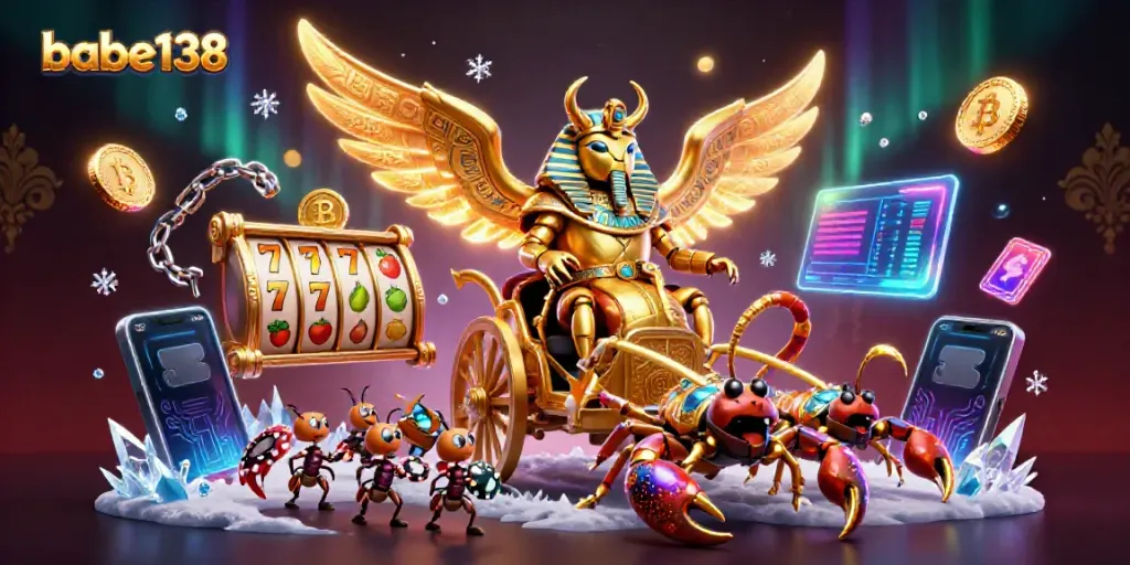 Rasakan sensasi bermain di babe138 dengan simbol slot, koin crypto, dan efek glamor.