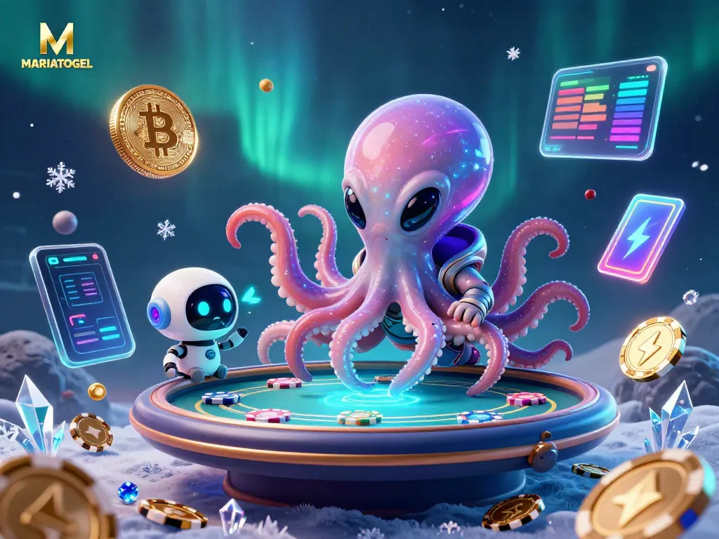 Experience thrilling gameplay with MARIATOGEL's exciting poker scene in a cosmic casino environment.